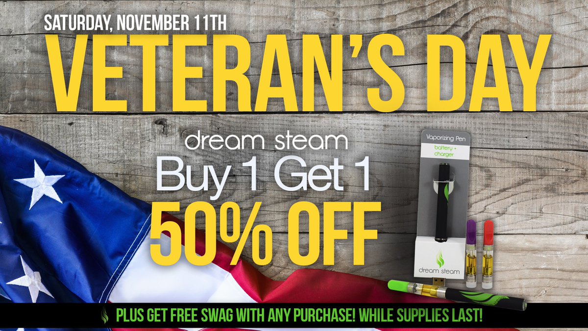 DreamSteamAZ's tweet photo. We're celebrating #VeteransDay out at all @HarvestofAZ locations, Golden Leaf Wellness, and @HiDesertHealing TOMORROW! #Prop203 #Arizona https://t.co/3eNrB8tj44