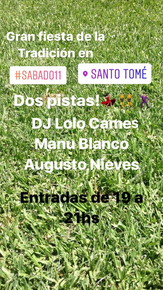 SantoTome2's tweet photo. 🎉Gran Fiesta de la Tradición en Santo Tomé @SantoTome2 🎉

DOS PISTAS
💽Dj Lolo Cames // Dj Augusto Nieves // Dj Manu Blanco 💽

📍ANTICIPADAS en venta de 19 a 21 hs en Santo https://t.co/PQGTK7qNyM