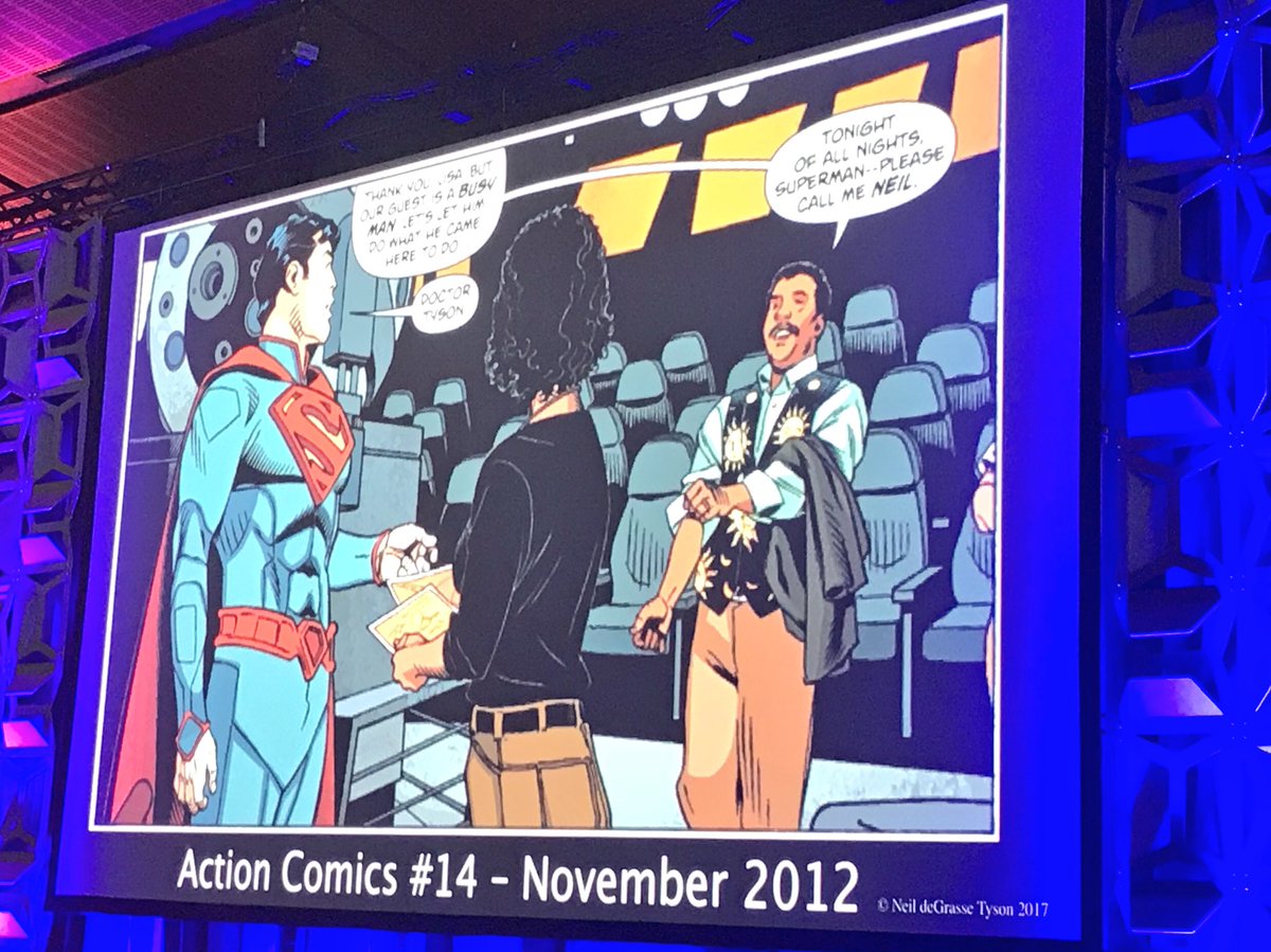 SarahCimarusti's tweet photo. Captain cosmos in human and comic form. #NeilDeGrasseTyson #Greenbuild2017 https://t.co/hV9UW1PJJt