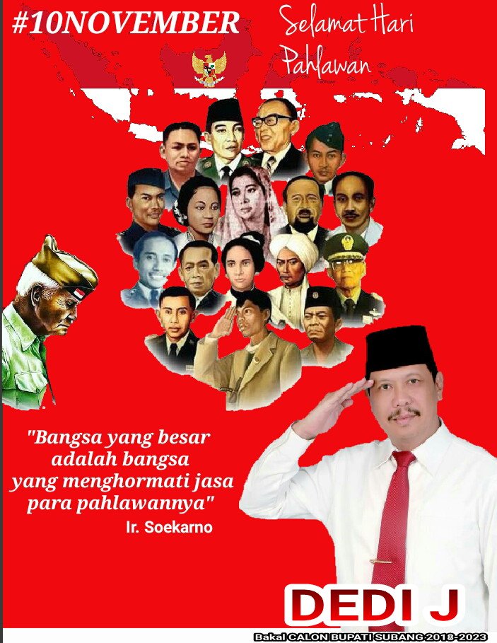 Jangan pernah melupakan perjuangan para pahlawan, kita ada hingga saat ini karna perjuangan mereka. Selamat Hari Pahlawan #subang #PDIP