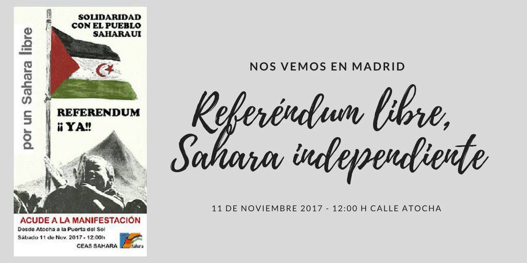 Mañana todos a Madrid!!!! Por el derecha al referéndum y autodeterminación del Pueblo Saharaui.
#AhoraTocaSahara