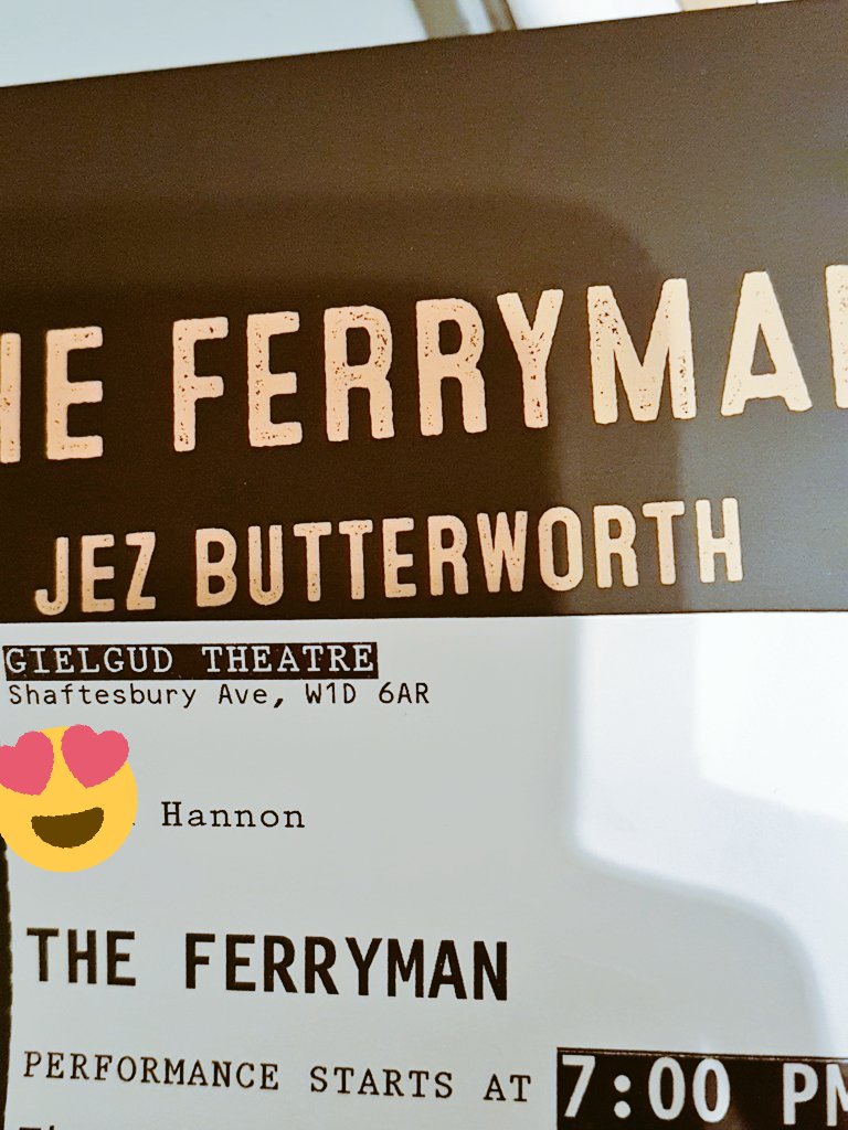 I waited a long time for this and it did not disappoint. Absolutely amazing. Incredible acting and beautifully directed. Beautiful story. The suspense nearly killed me! #SamMendes  and #JezButterworth  #ultimateCombination #TheFerryman #Ireland