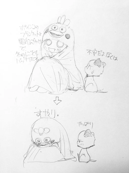 さるりとぷくぷく。
ローソンの懸賞でポインコのブランケットが当たったのが自慢らしいぞ。 