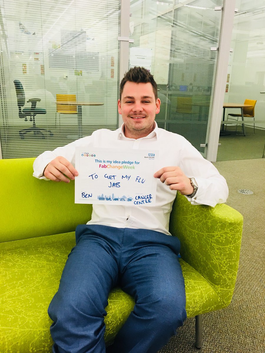NHS_Sarah's tweet photo. Our new service delivery manager for cancer network - Ben - making his #FabChangeWeek pledge! @BartsHospital https://t.co/7NcsIUpmnc