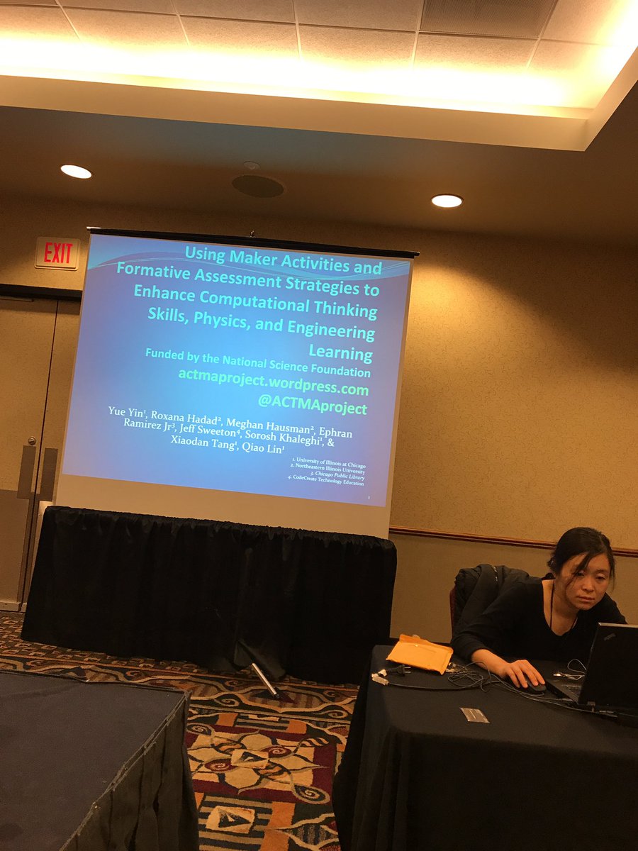 4 min countdown until our <a href="/NSTA/">National Science Teaching Association</a> session in Hyatt Lakeshore C! Yue is ready for y'all! <a href="/UIC_CollegeofEd/">UIC College of Education</a> @CCAS_NEIU @CCAS_STEM #NSTA17 #NSTA #makers #physics #computationalthinking