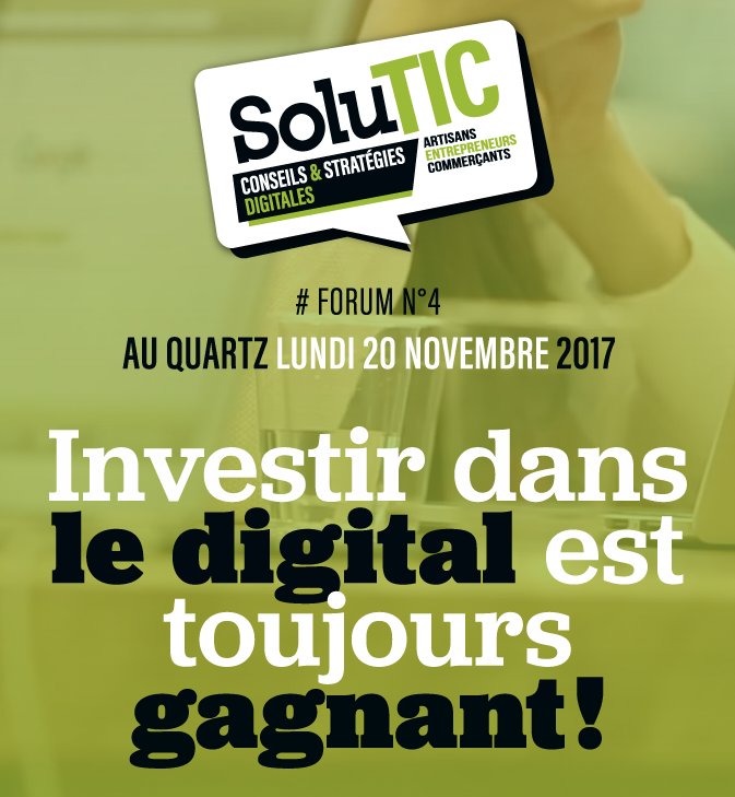 SoluticWeb's tweet image. Rendez-vous le 20 novembre au Quartz de Brest pour le salon @SoluticWeb #web #web #digital #numerique Inscrivez-vous : goo.gl/C9yUgZ