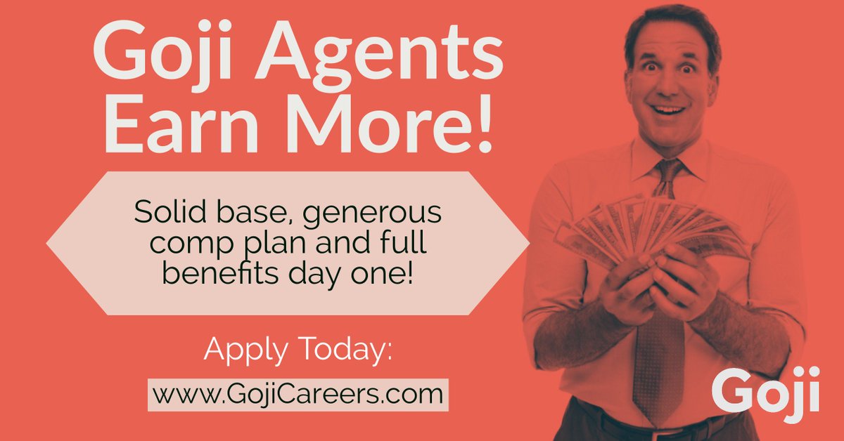 Goji_Life's tweet photo. Goji Insurance Now Hiring Licensed Insurance Agents Today! 

Visit https://t.co/pfI3uoVmO6 To Learn More! 

#GojiLife #GojiCareers https://t.co/OYeR7g7Mno