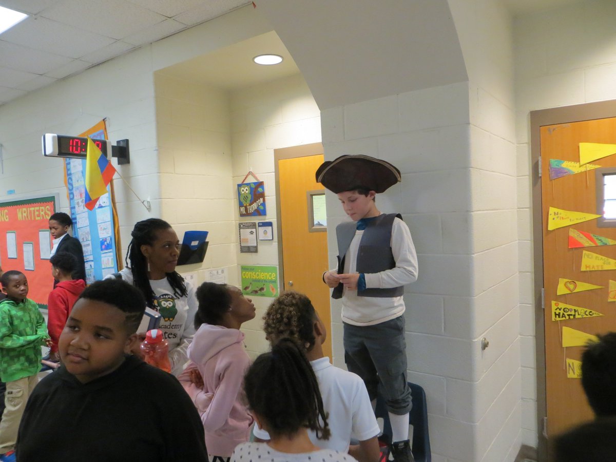 Principal Strickling participating in the Wax Museum