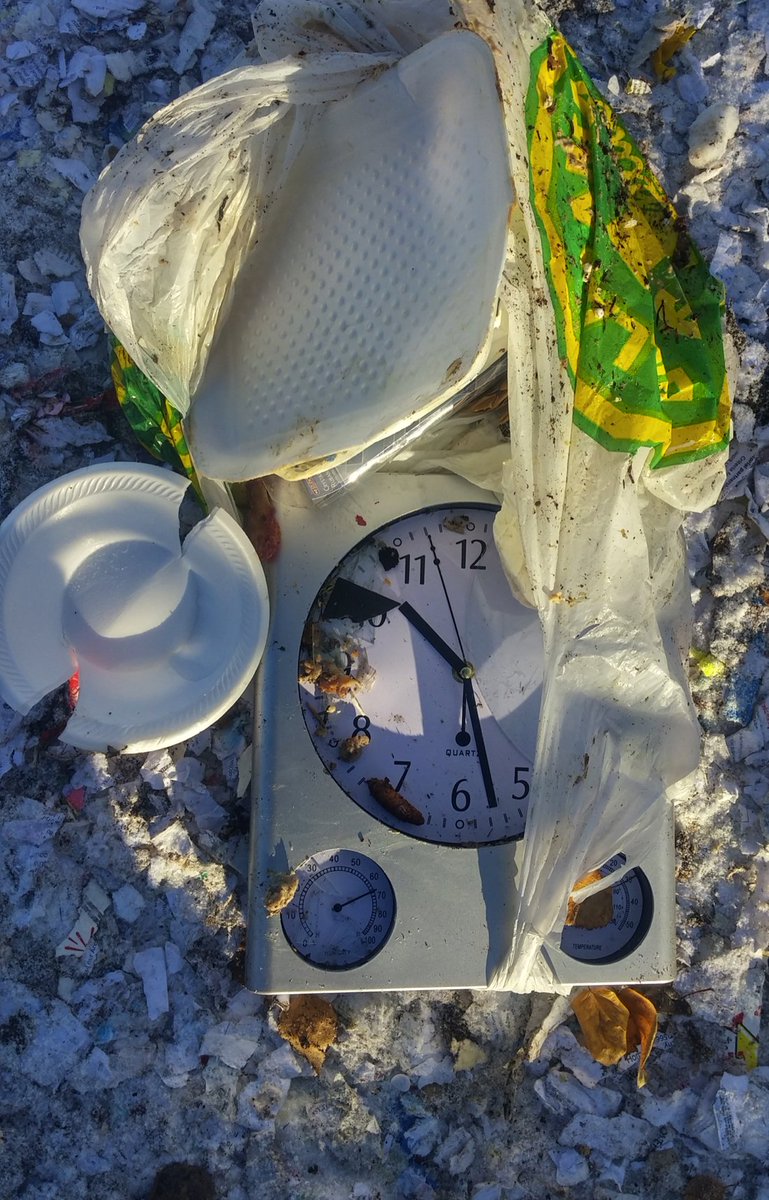 EcologyNorth's tweet photo. #CompostNotCompost feature of the day - you can't turn back time, nor can you compost it. Try repairing items B4 discarding. @OurYellowknife https://t.co/IZkRls2WZj