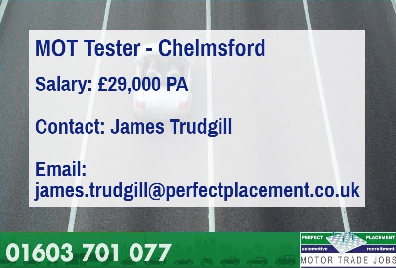 findmeperfect's tweet photo. #MOT role in #Chelmsford: https://t.co/HnzsuB5Fax For more info call 01603 701077 quoting J73515! @PPJamesT #DunmowHour #ChelmsfordJobs https://t.co/VNyCxaCeEA