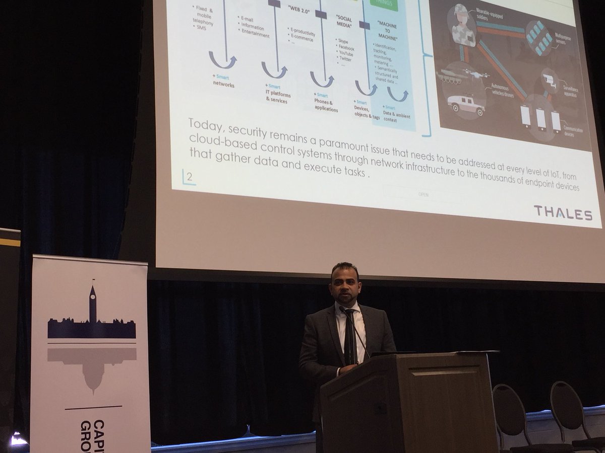 WilliamNorman's tweet photo. Power packed presentation on the Defence industry and the Internet of Things with Sherry Shannon-Vanstone, Raheel Qureshi of @thalesgroup and @TysonMacaulay of @BAESystemsInc #WaterlooCyber https://t.co/9D5eaAMiVD