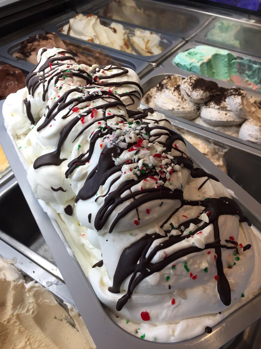 PerfectScoop1's tweet photo. First time flavour for us. Candy Cane Chip Gelato. In the case now! #gelato #candycane https://t.co/OAg0bn4J8g