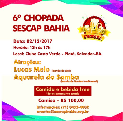 SecapBa's tweet photo. Vem aí a 6ª edição da “Chopada SESCAP BAHIA”. Acesse agora https://t.co/YxNvsfFJ60 e garanta já a sua camisa! https://t.co/Viu2zWZpma