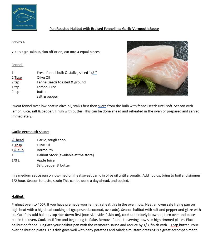 We are always being asked for serving suggestions at the store so have decided to start a new weekly recipe feature, check out oakbayseafood.com/blog/ . We will archive past recipes for your future reference.