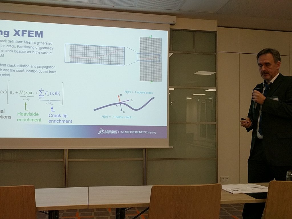 EnduricaWill's tweet photo. Thomas Emmel tells #fesafeugm how to continue a #criticalplaneanalysis with #xfem using #abaqus and #fesafe #fracturemechanics #simuliarums #getdurabilityright https://t.co/OWyLobleS3