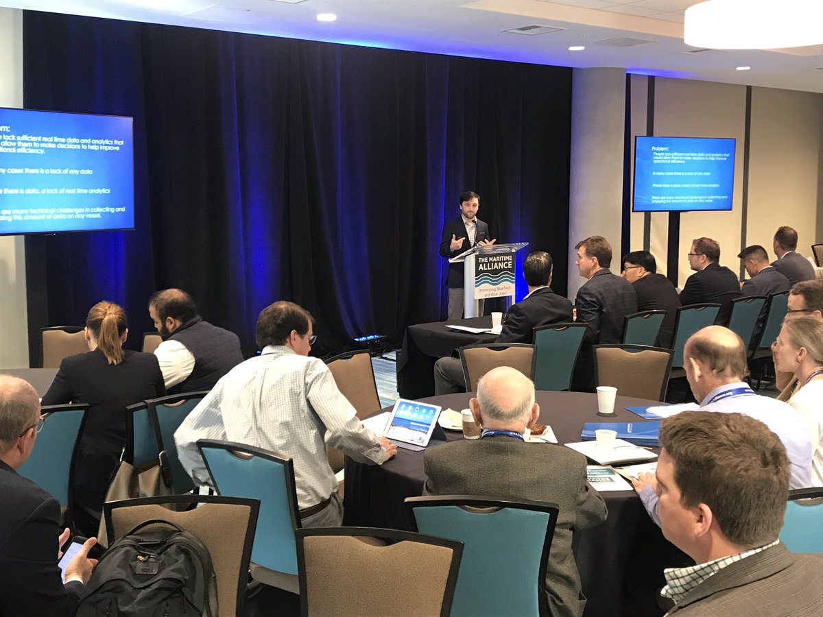 Vessel monitoring and analytics company <a href="/iocurrents/">ioCurrents</a> presenting at the BlueTech PitchFest @TMA_maritime #BlueTechWeek