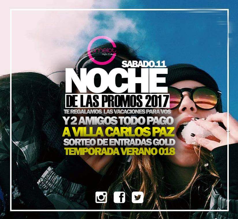 CamelotNight's tweet photo. Te regalamos las vacaciones para vos y 2 amigos TODO PAGO!a VILLA CARLOS PAZ!!!
#NocheDeLasPromos #Sab11
dale rt que se van mas FREE! https://t.co/e3Wr3HLU9M