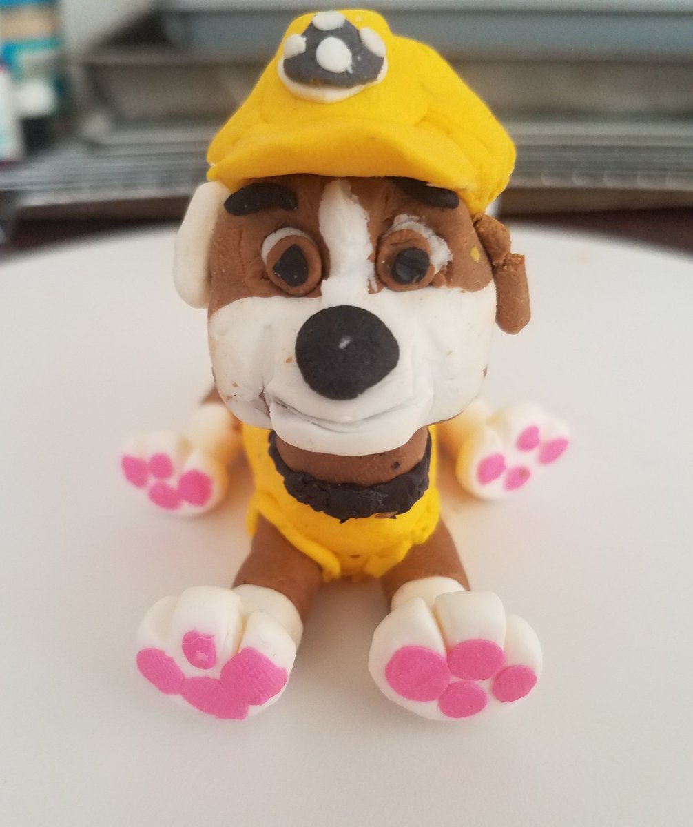 JenCon523's tweet photo. My first attempt at making Rubble from Paw Patrol #sweetsbystella #modelingchocolate #pawpatrolparty #iwilltryagain https://t.co/lDIQk7FyHk