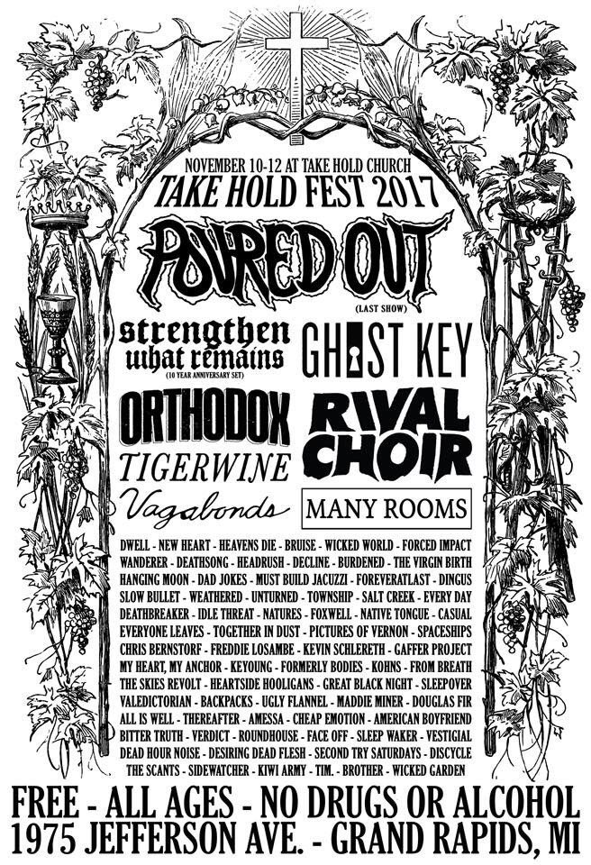 Take Hold Fest today, we play 9:10 @  The Upper Room. Very happy to get to be apart of this