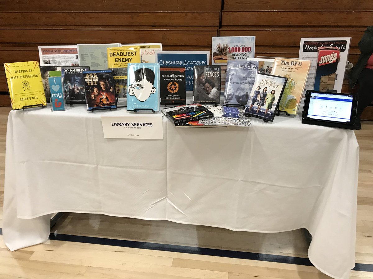 CALib_Hovasse's tweet photo. @CheshireAcademy Open House #AcademyLibrary display all its happenings and materials. https://t.co/wvrl735EJo