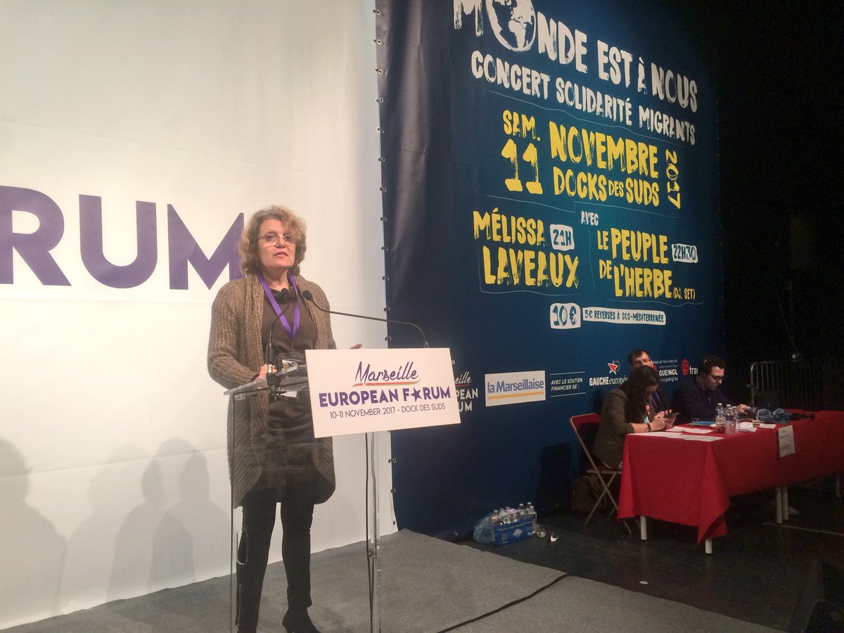 JFPellissier's tweet photo. .#MEF17 @MCVergiat: charge contre cette #Europe austéritaire et sécuritaire qui s’invente des ennemis > Plaidoyer pour liberté circulation, #EuropeSociale et #solidaire #Refugees https://t.co/k1jmD0Xzf5