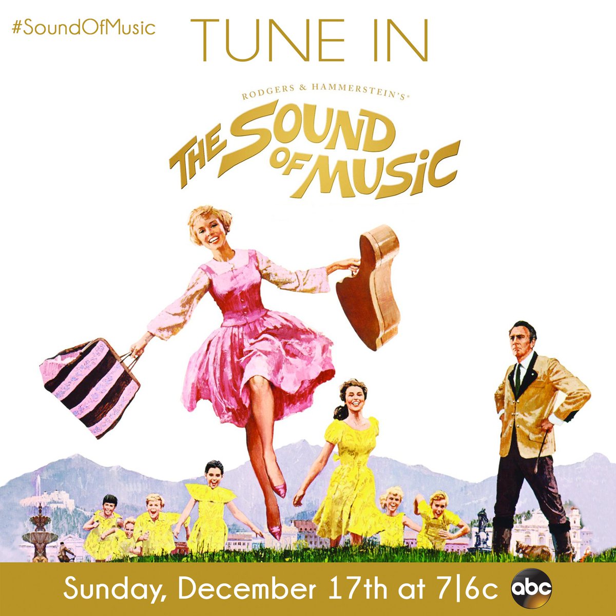 SoundofMusic's tweet photo. The @SoundofMusic starring @JulieAndrews and Christopher Plummer will air 12/17 at 7|6c on @ABCNetwork! Retweet if you’ll be watching! #SoundOfMusic https://t.co/gAoyCW6HVZ
