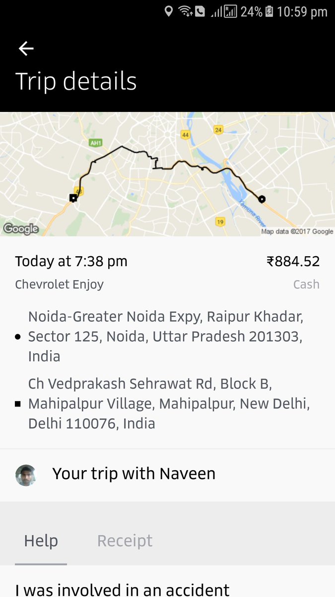 Oyeanant's tweet photo. @Uber i lost my mobile phone in the taxi. But i am really suprise to get pathetic support from your end. Even your support team is unable to give driver details.

I only know his name Naveen
Car- Chevrolet Enjoy

Please assist as soon as possible. https://t.co/0ZpdZOM4Na
