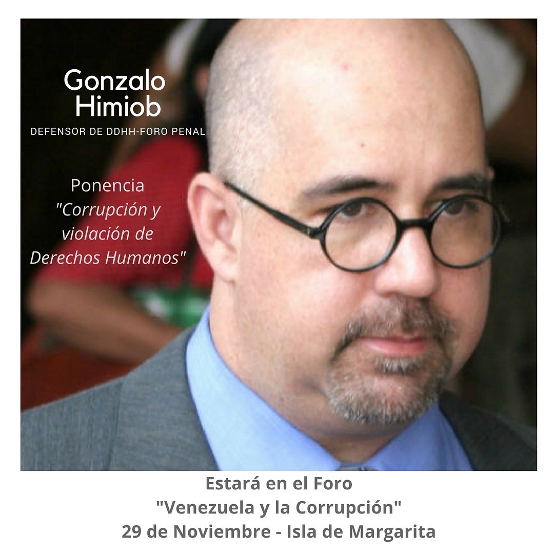 Orpanac's tweet photo. Aun puedes asegurar tu lugar en el Foro "Venezuela y Corrupción" y escuchar la ponencia de Gonzalo Himiob @HimiobSantome  @ForoPenal #Foro29Nov #OrpanacObserva https://t.co/5FpS2CNmwk