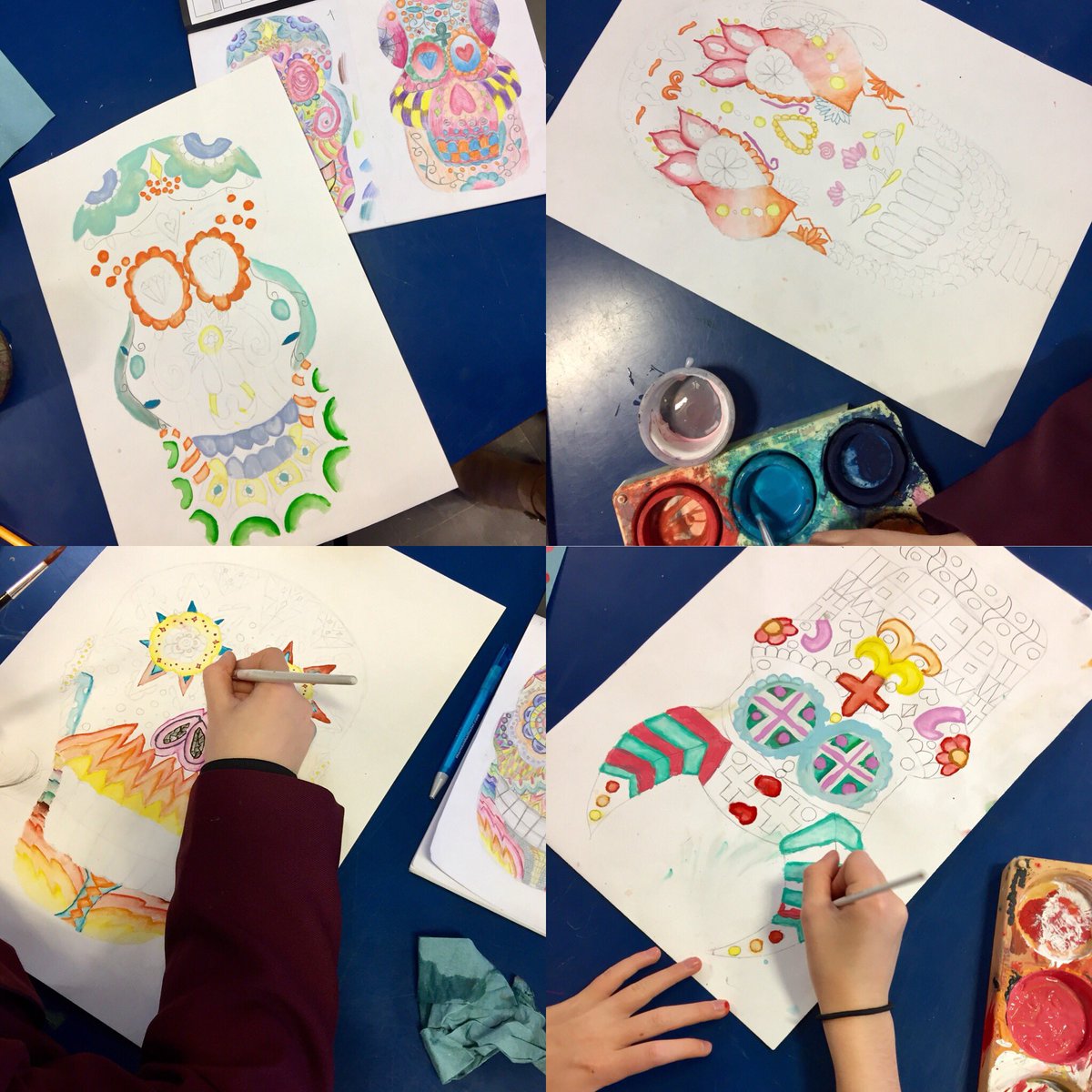 stjohnspics's tweet photo. #DayoftheDead paintings by 8O. Always a popular project. Hard work always pays off, great work!@StJohnsArt @stjohnseagle https://t.co/JSSXrfPooO