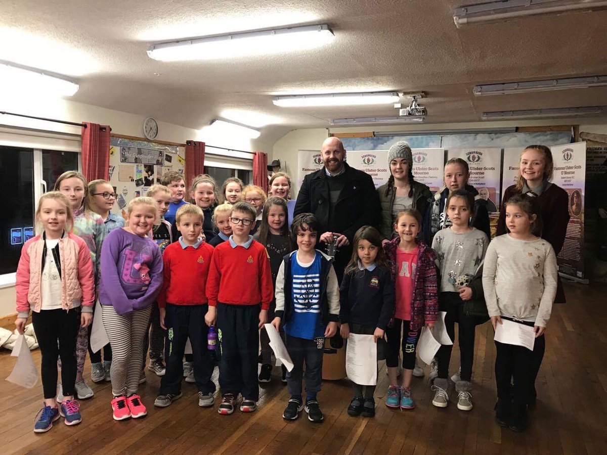 SchombergSoc's tweet photo. Only #OneWeek to go until our Special 'Celebrating Ulster-Scots' Concert in Kilkeel Primary School! Here's some of our children who have had a very busy week rehearsing for their Drama they are performing on the night! #TheFutureOfUlsterScots #GetYourTicketsQuick https://t.co/guMaLFLzOo