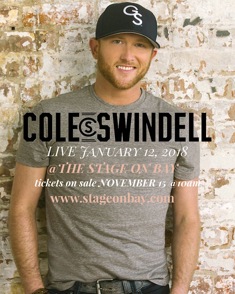 thestageonbay's tweet photo. Just announced at the Stage On Bay! Welcoming @coleswindell for his first appearance in our city! Let’s give him a warm Savannah welcome https://t.co/koUovcC9RF