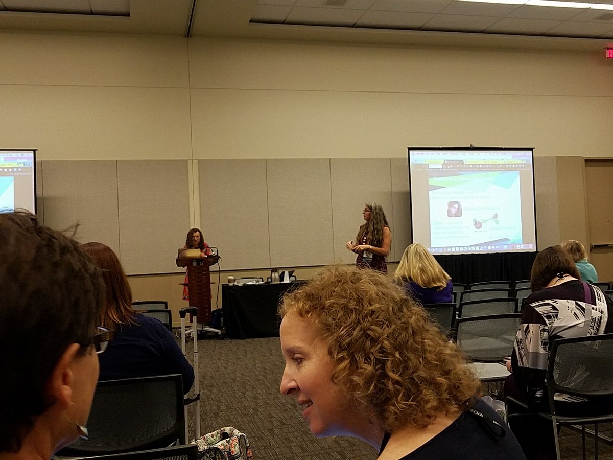 TWizardLibrary's tweet photo. @Jane_librarian and @katiejmcnamara #AASL17 #AASLL2T in a session with Jane and Katie https://t.co/Q5II1YoRNr