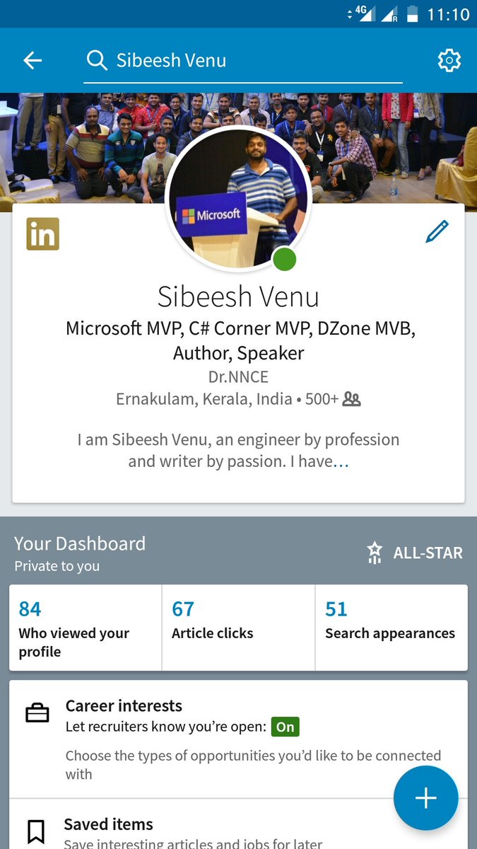 SibeeshVenu's tweet image. Now I am a #LinkedIn premium user, thanks a lot #Mictosoft. #IndiaMVP #MVPBuzz #LinkedInPremium #MVP ☺️