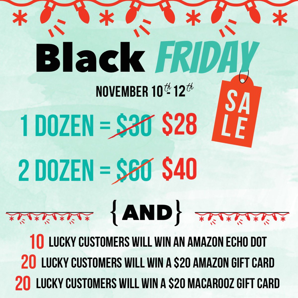 Macarooz's tweet photo. Friday just got a whole lot better! Enjoy this limited early Black Friday Flash Sale &amp; also get a chance to win sweet giveaways like Amazon echos &amp; giftcards
Click here: https://t.co/gkudmKXaLd https://t.co/qTR7XndnA5