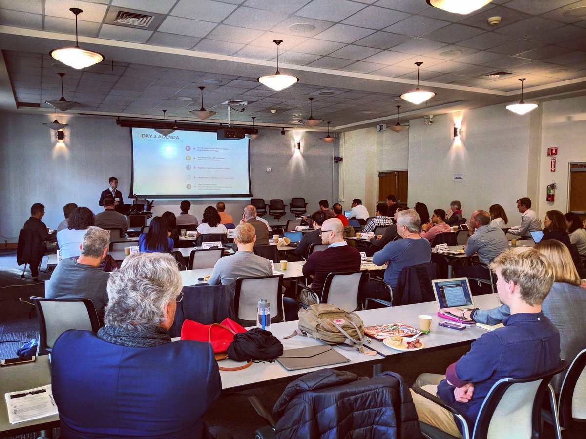 adambsterling's tweet photo. And we're off! So excited to kick off our first blockchain executive academy, Blockchain Unlocked with @CalBlockchain, to a full house of execs and lawyers! #BerkeleyMeansBusiness https://t.co/qeEusVU7OX