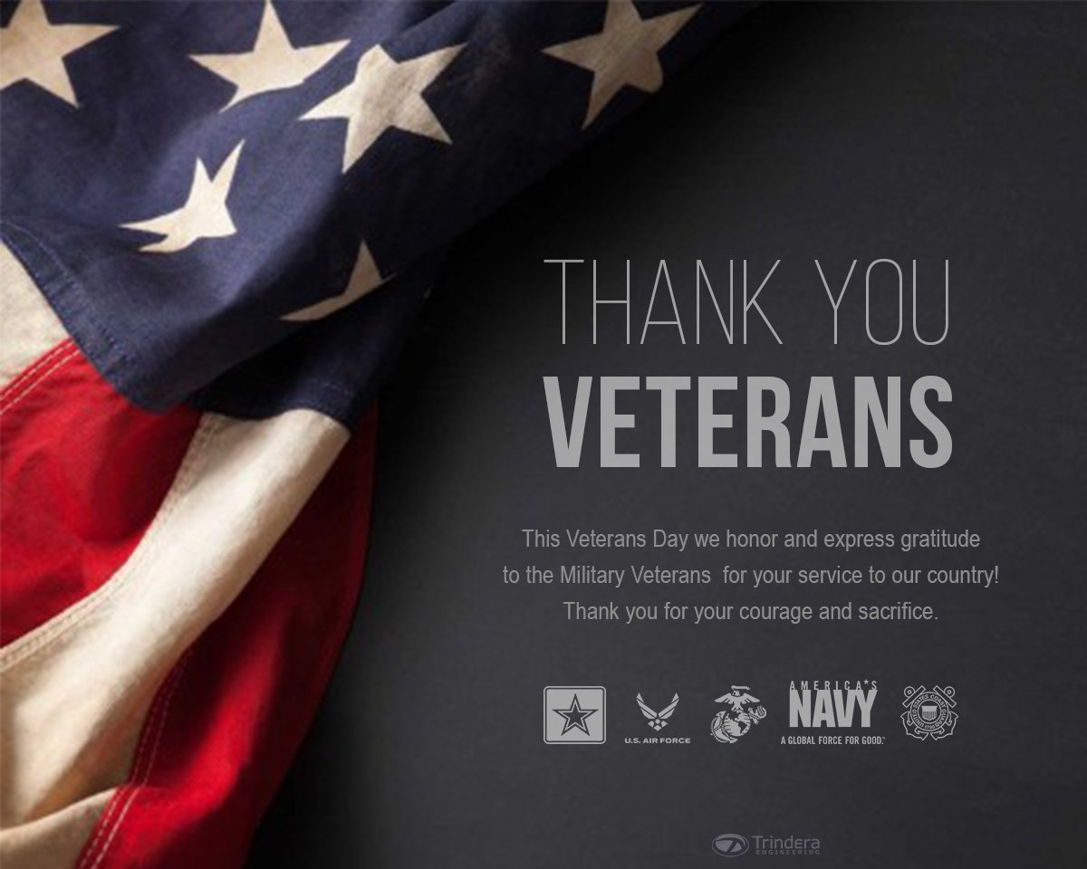 Trindera's tweet photo. Thank you to all Veterans, and a special thank you to the Veterans on the Trindera team. Home of the free, because of the brave. #VeteransDay #Respect #Honor https://t.co/zxIWxdgAab