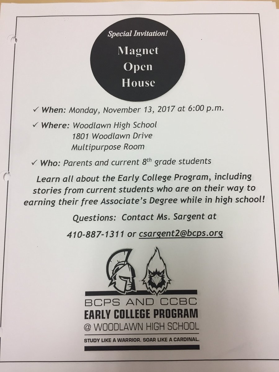 Don’t miss your chance to learn what the Early College Program is all about! Monday, Nov 13th @ 6 pm in the WHS multipurpose room!
