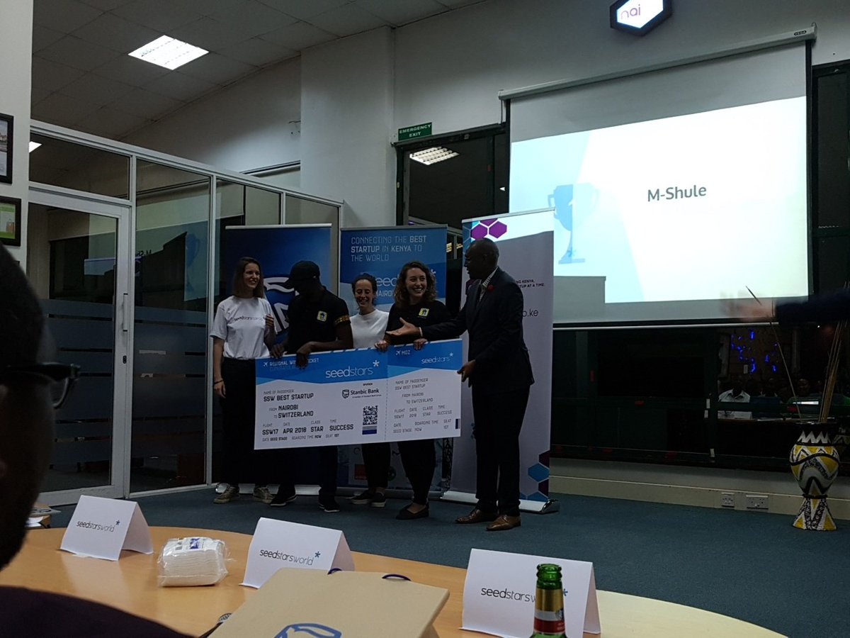 NairobiGarage's tweet photo. The winner @OurMShule improves learning for every primary student in Africa using artificial intelligence and SMS to deliver personalized, accessible education. #SSWNairobi https://t.co/7g4IIWLVcx