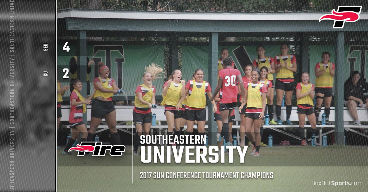 SEUFireWSoccer's tweet photo. FINAL! The Fire defeat Keiser 4-2 to win their first Sun Conference Tournament Championship in program history! #FanTheFire🔥 https://t.co/TSkGmnAZ15