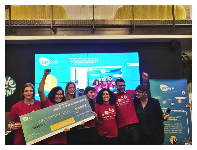 EnergieNum's tweet photo. Les grands gagnants de ce Hackathon est l’équipe TOGAZER @GRTgaz   
Un grand bravo à tous !! #hack4gas #parlonsgaz https://t.co/vmXklPOZCi