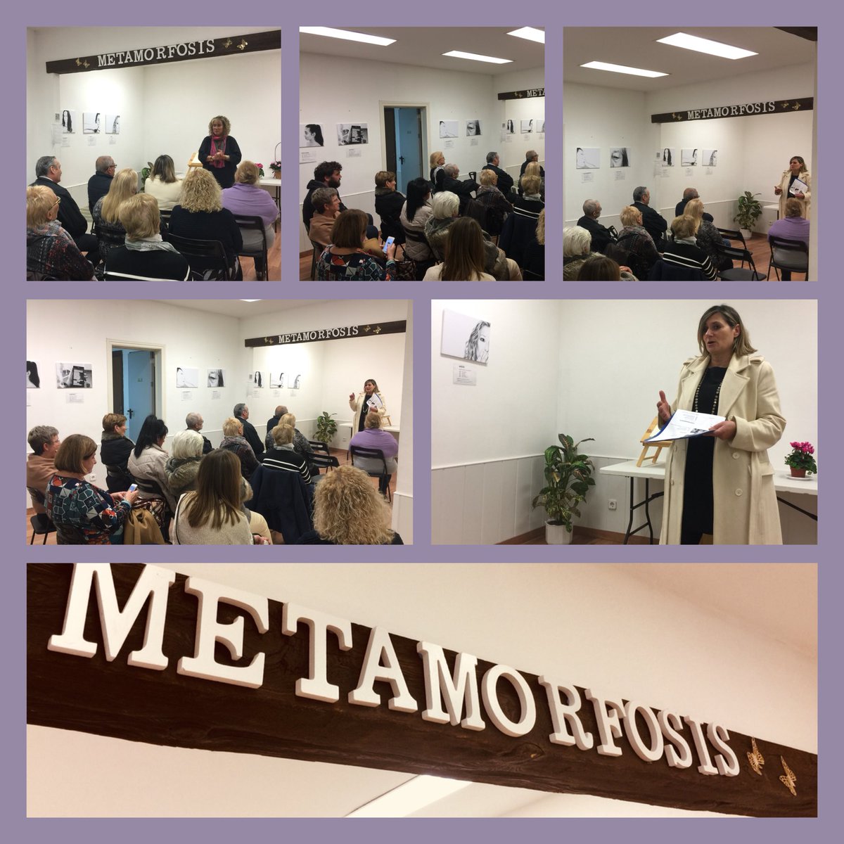 MovEsqSAB's tweet photo. Hem començat la xerrada, hem inaugurat exposicio, #metaforforsis ara escoltant a la #beatriumar ens explica com tractar les emocions que sentim dones i homes, des de la #terapiafloral #bach, i com Identificar-les “sinó les tractem pasen a un fase física” #25N https://t.co/IKsAfNJ5XQ