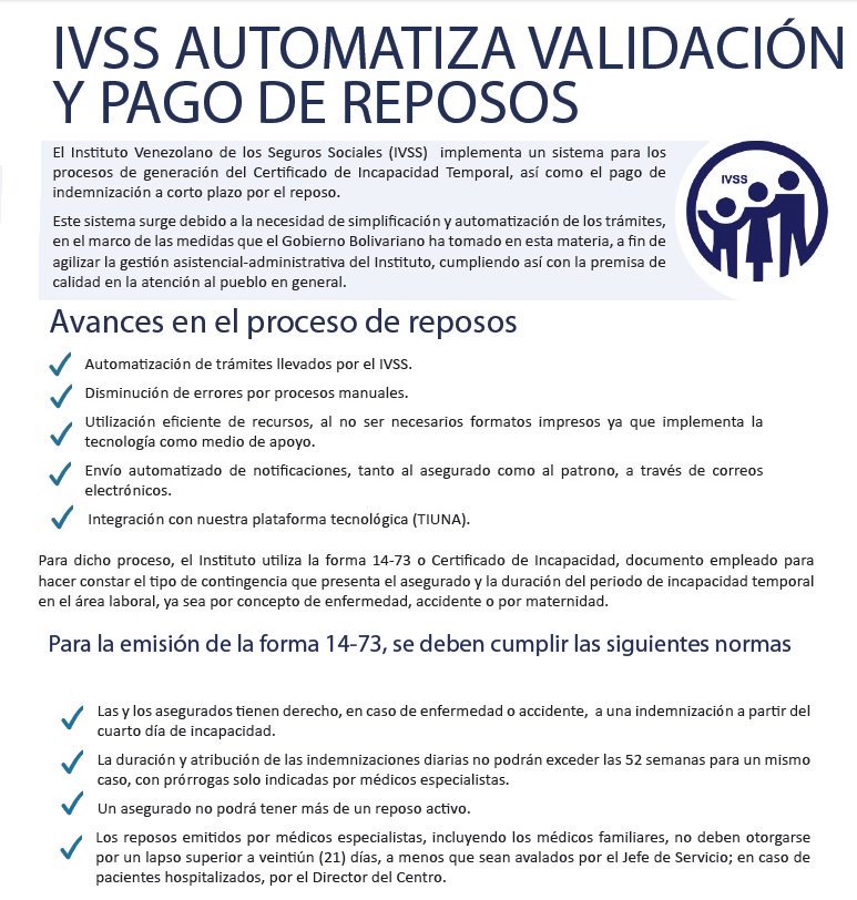 HPPR_TACHIRA's tweet photo. #IvssSimplificaTrámites El #IVSS a través del sistema SAID-IVSS, el Paciente y Empleador reciben el Reposo vía correo electrónico. @ivssoficial @MPPSalud @antonietajpower #10Nov https://t.co/mRpyo4kQcJ