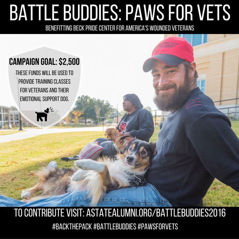 AState_SPC's tweet photo. Today we launch Battle Buddies: Paws for Vets! Contributions from this #BackthePack benefit the Beck PRIDE Center! https://t.co/hHBTXpkiGm