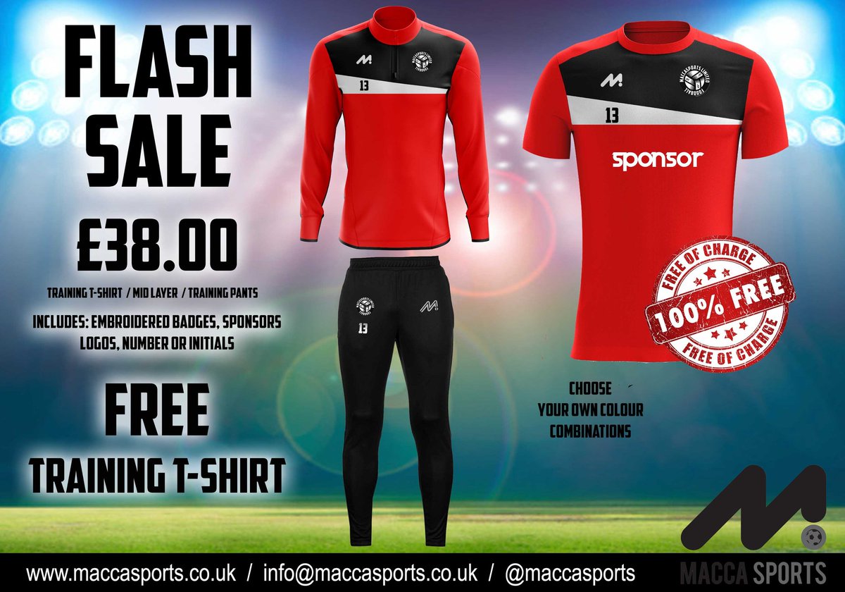 How about a retweet for our new flash sale <a href="/ShottsBonAccord/">Shotts Bon Accord Football Academy</a> <a href="/DyceBoys2009/">Dyce Boys Club U17s</a> <a href="/official_scrfc/">Sutton Common Rovers</a> <a href="/DurhamWFC/">Durham Women FC</a> @ErithWanderers @Smithswoodfirs <a href="/GlamVikingsFc/">🏴󠁧󠁢󠁷󠁬󠁳󠁿Glamorgan Vikings🏴󠁧󠁢󠁷󠁬󠁳󠁿</a> <a href="/HUAFC/">Harestanes UnitedAFC</a> @Irvineno1cscafc <a href="/JoppaUtdFC/">Joppa Utd</a> <a href="/EkAthletic/">EK Athletic</a> <a href="/LeafieldAthLFC/">Leafield Ladies FC</a> <a href="/MooreUtdFC/">Moore United FC</a> <a href="/NewmainsUtdFC/">Newmains United Community FC</a> <a href="/BostallOldBoys/">Bostall Rangers FC</a> <a href="/HWPhoenix/">𝗛𝗮𝘁𝗰𝗵 𝗪𝗮𝗿𝗿𝗲𝗻 𝗣𝗵𝗼𝗲𝗻𝗶𝘅 𝗙𝗖</a> <a href="/ColdfieldGers/">Coldfield Rangers FC</a>