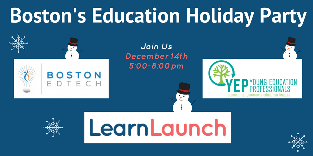 Studyportals's tweet photo. In Boston around December 14? Join the @LearnLaunch #education Holiday Party! Time for some  classics &amp; surprises: https://t.co/q8mz1otH7t https://t.co/Xpj9IsOYmX