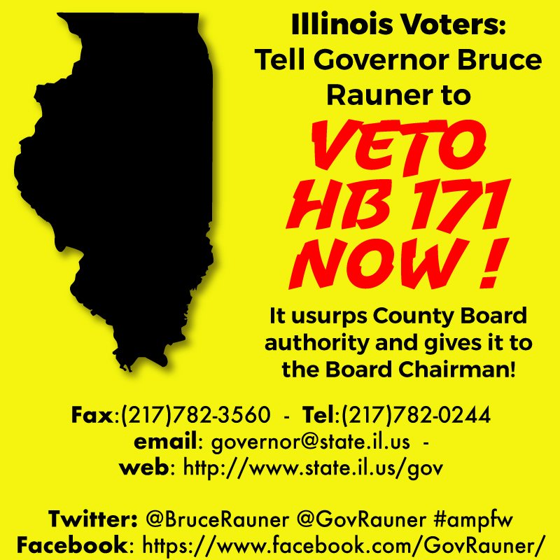 joetirio's tweet photo. McHenry County Republicans implore you to VETO HB171. It ONLY gives Dem Franks even more power. @BruceRauner
@GovRauner #ampfw https://t.co/9VmpukQFnw