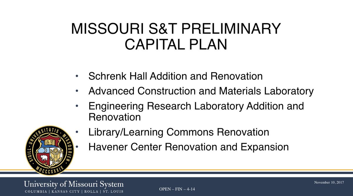 umcurators's tweet image. All @UMSL projects for Gate A were approved. Last up: @MissouriSandT Interim Chancellor Maples outlines S&amp;amp;T&apos;s priority projects