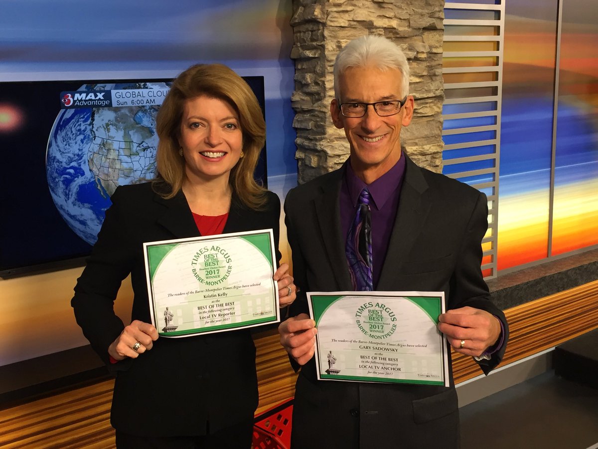 GMP_KK's tweet photo. Great news in the mail. @WCAX_Gary and I named Best TV Anchor &amp; Best TV Reporter by @TimesArgus readers. Thank you! https://t.co/nx7MGQqkKV