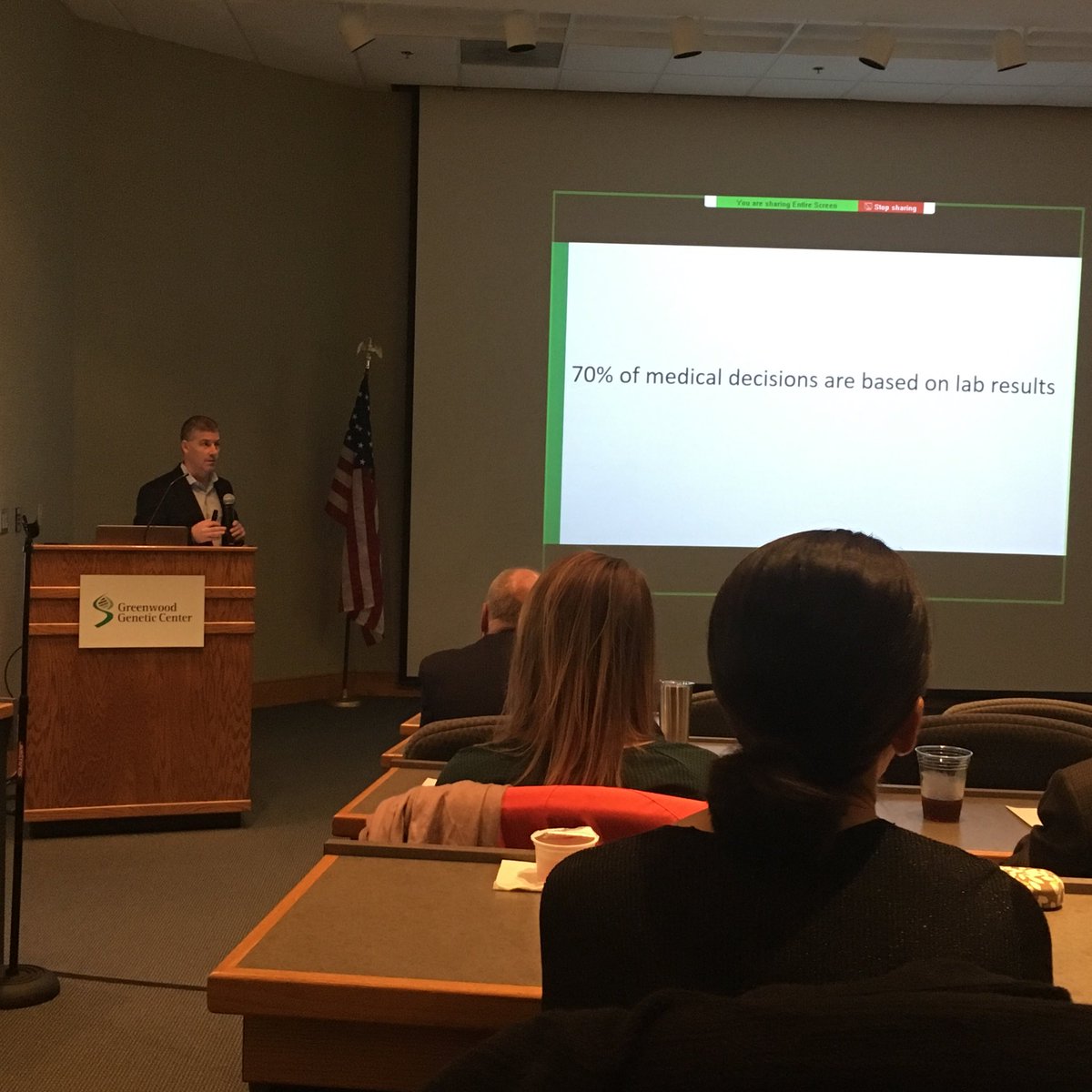 GreenwoodGenCtr's tweet photo. Mike Friez on the importance of technology - advancements for the benefit of patients #SCGeneticsConclave https://t.co/zXGbuLyCih