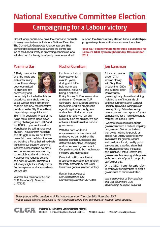 miltonorourke's tweet photo. Labour NEC Elections: CLP nominations close Sunday 19 Nov 2017.
 
Please nominate left candidates > #JasmineDar, #RachelGarnham &amp; #JonLansman https://t.co/VIlHZ7uiYQ